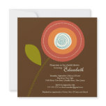 Modern Bold Orange Bloom Bridal Shower Invitation