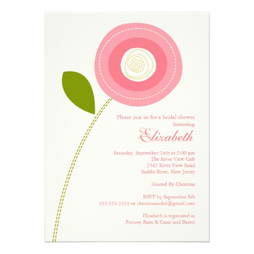 Modern Bold Pink Bloom Bridal Shower Invitation