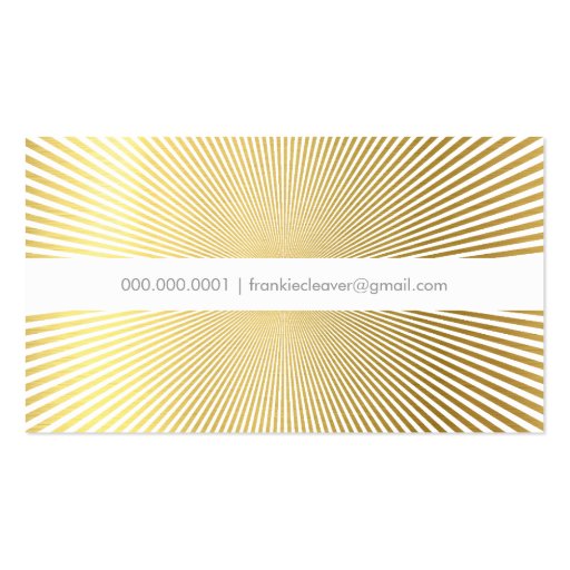 MODERN BOLD SPOT simple smart gold foil sunburst Business Cards (back side)