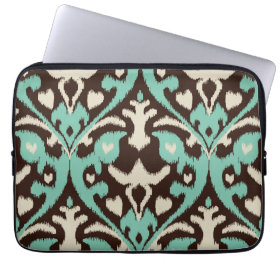 Modern bold turquoise brown ikat tribal pattern computer sleeves