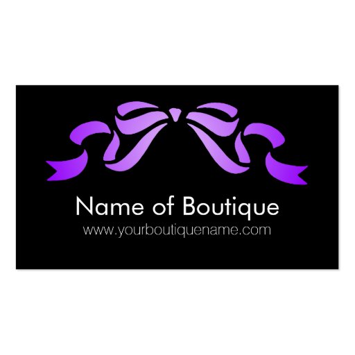 Modern Boutique Purple and Black Girly Ribbon Business Cards