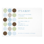 Modern Boy Dot Baby Shower Invite Blue Green Brown