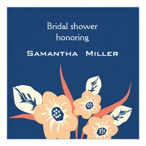 Modern Bridal Shower Invitations::Navy Blue