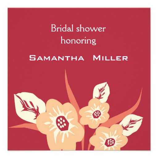 Modern Bridal Shower Invitations::Red