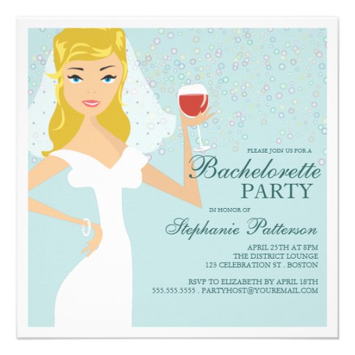 Modern Bride Wine Bachelorette Party Invitation