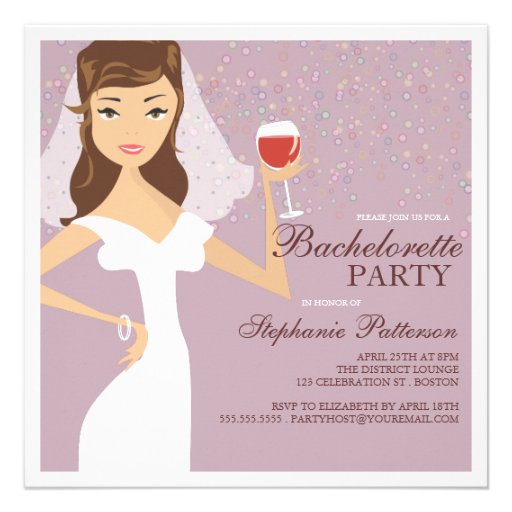 Modern Bride Wine Bachelorette Party Invitation