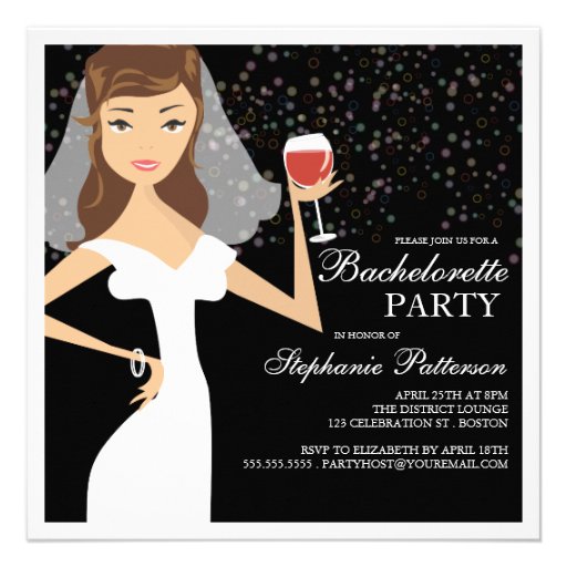 Modern Bride Wine Bachelorette Party Invitation (front side)