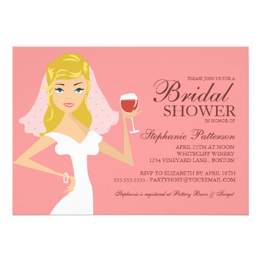 Modern Bride Wine Theme Bridal Shower Invitation