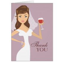 Modern Bride Wine Theme Thank You Card