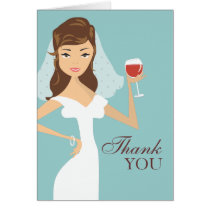 Modern Bride Wine Theme Thank You Card | Teal