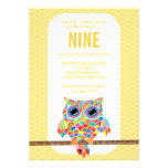Modern Bright Birthday Party Rainbow Owl Invite invitations