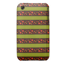 Modern Bright Green Stripes and Red Circle Pattern Case-Mate iPhone 3 Cases