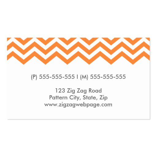 Modern bright orange chevron pattern business card (back side)