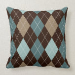 Modern Brown and Blue Argyle Throw Pillow Cushion