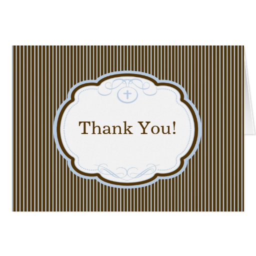 Modern Brown Blue Cross Religious Thank You Note Card  Zazzle
