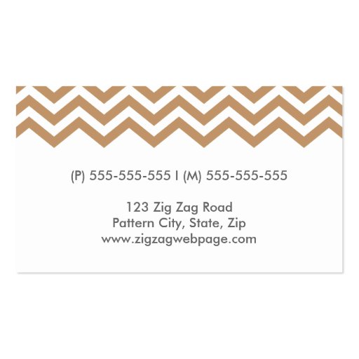 Modern brown chevron pattern business card (back side)