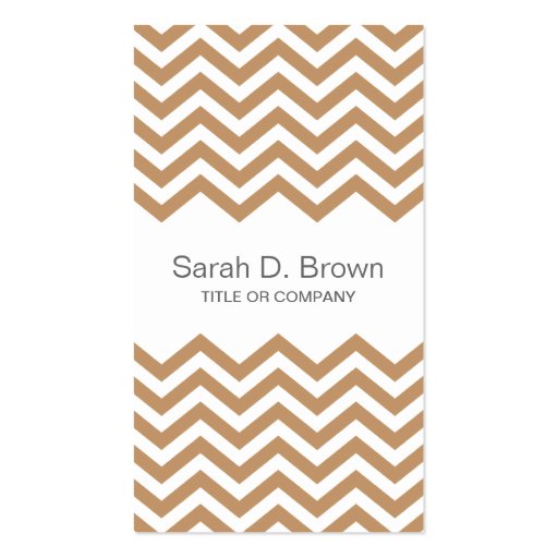 Modern brown chevron pattern business card (front side)
