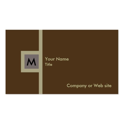 Modern Brown & Gray Monogram Business Card (back side)