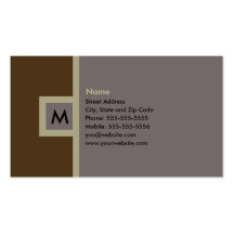 Modern Brown & Gray Monogram Business Card