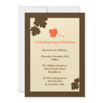 Modern brown leaves Thanksgiving fall invitation by FidesDesign Modern brown leaves Thanksgiving fall invitation