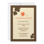 Modern brown leaves Thanksgiving fall invitation