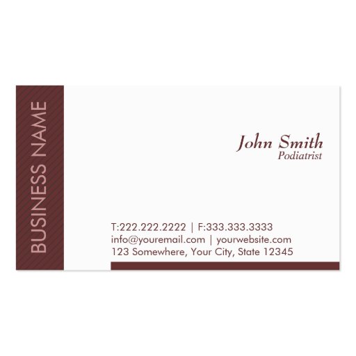 Modern Brown Podiatrist Business Card (front side)