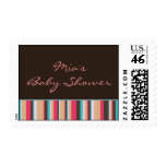 Modern Brown Stripe Design Baby Shower Stamp