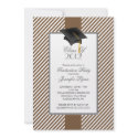 Modern Brown Stripe Graduation Party Invitation invitation