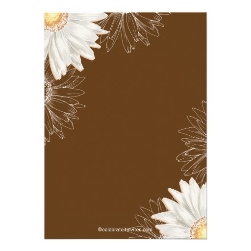 Modern Brown & White Gerbera Daisy Baby Shower Invite