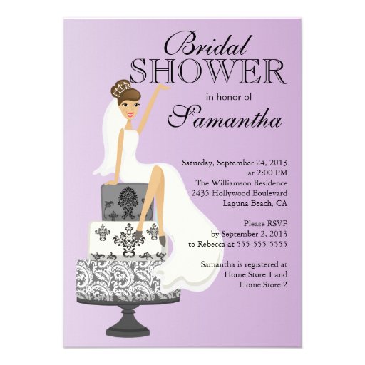 Modern Brunette   Bride Bridal Shower Invitation