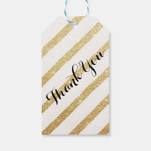 Modern brush gold stripe wedding Thank you Pack Of Gift Tags