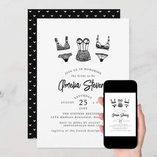 Modern Brush Script Lingerie Bridal Shower Invitation Zazzle