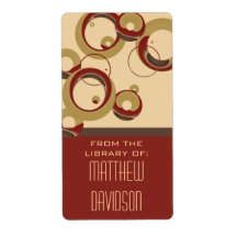 Modern Bubbles Bookplate - Beige Shipping Labels
