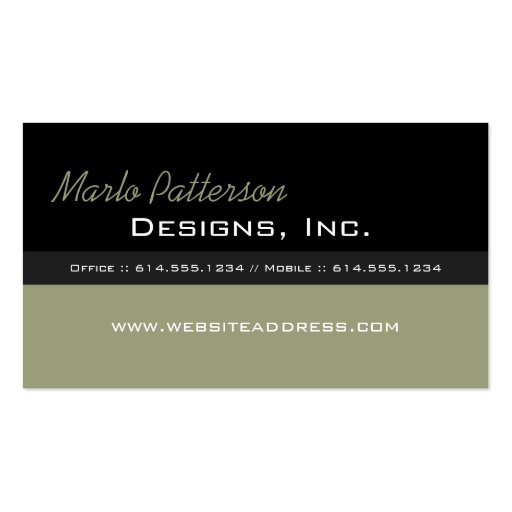 Modern Business Card :: Black & Dried Herb (front side)