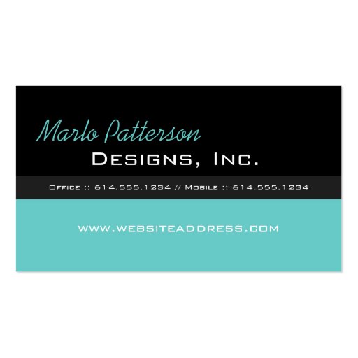 Modern Business Card :: Black & Turquoise