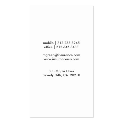 Modern Business Card | Insurance Sales (back side)