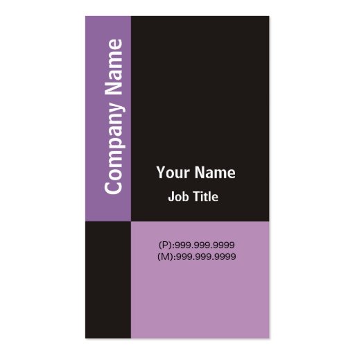 Modern Business Card ~ Purple & Black Checks (front side)