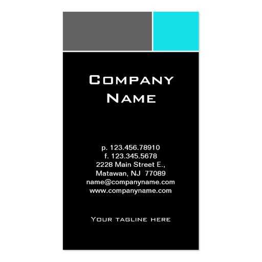 Modern Business Card Turquoise Blue Gray (back side)