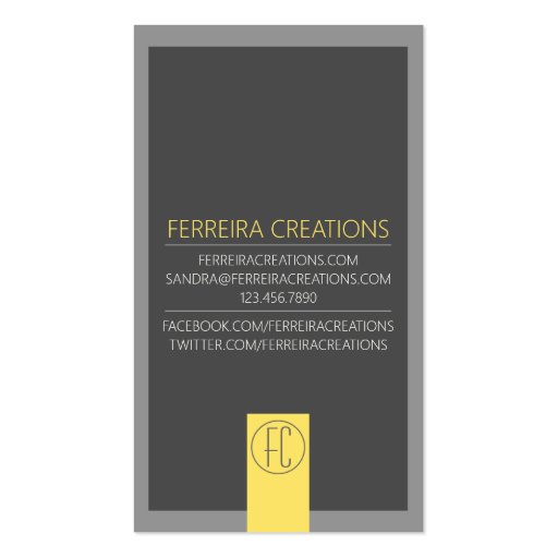 Modern business card Yellow and Grey Two sided (back side)