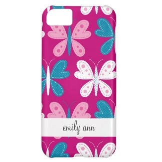 Modern Butterflies on Magenta Pattern Cover For iPhone 5C