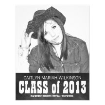 Modern BW Chalkboard Photo Grad Party Custom Invitation
