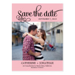 Modern Calligraphy Wedding Save The Date - Pink postcards