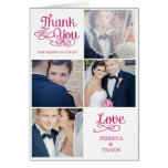 Modern Calligraphy Wedding Thank You Card Fuchsia cards