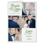 Modern Calligraphy Wedding Thank You Card Green cards