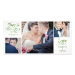 Modern Calligraphy Wedding Thank You Cards Green photo cards