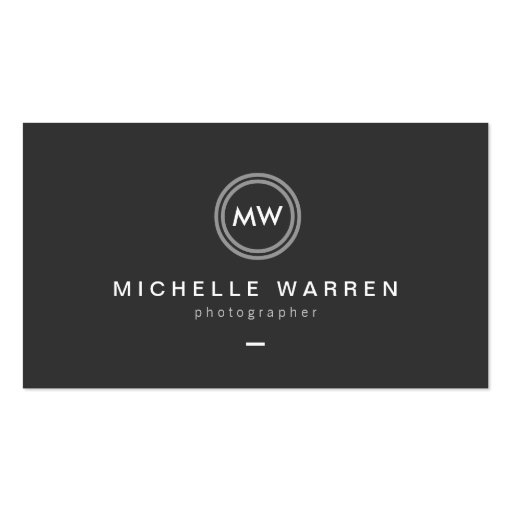 Modern Camera Lens Initials Logo for Photographer Business Cards (front side)