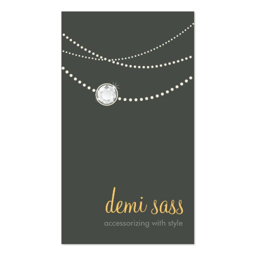 modern card funky stylish necklace grey yellow business card (front side)