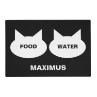 Modern Cat Silhouette Personalized Pet Placemat Laminated Place Mat