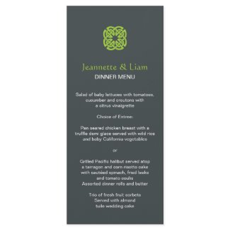 Modern Celtic Knot Wedding Menu Full Color Rack Card