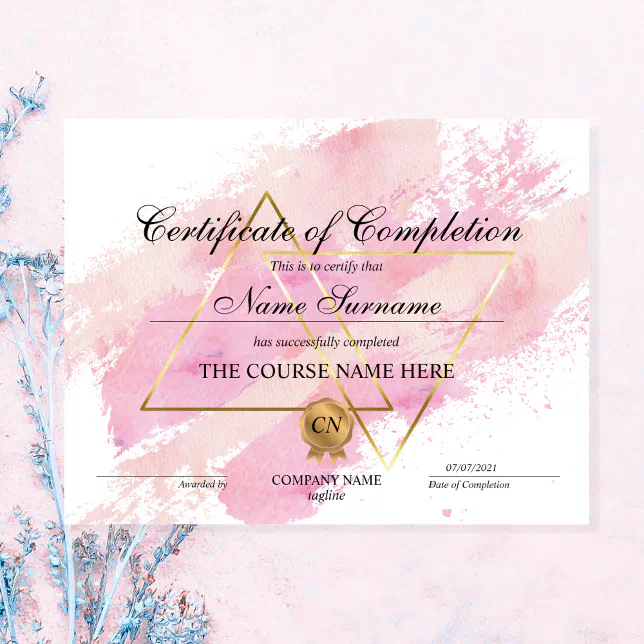 Modern Certificate Of Completion Award Course Zazzle